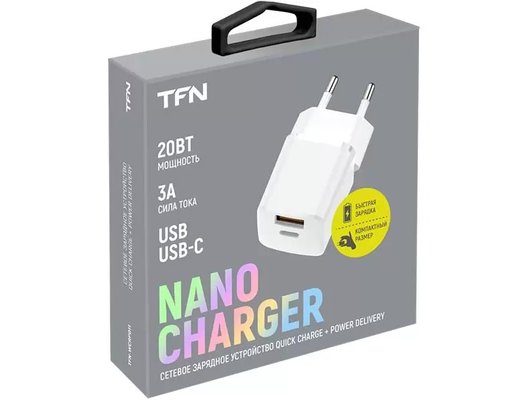 Зарядное устройство TFN nano A+C PD 20W white б/кабеля TFN-WCRPD11